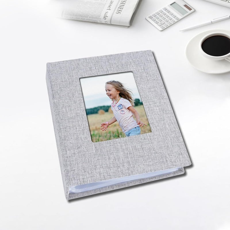 Sprsthai 4x6 Small Photo Album Photos Book, Linen Cover Photo Album, 50 Page Holds 100 Pictures, photobook for Anniversaries Vacations, Grey - Image 2